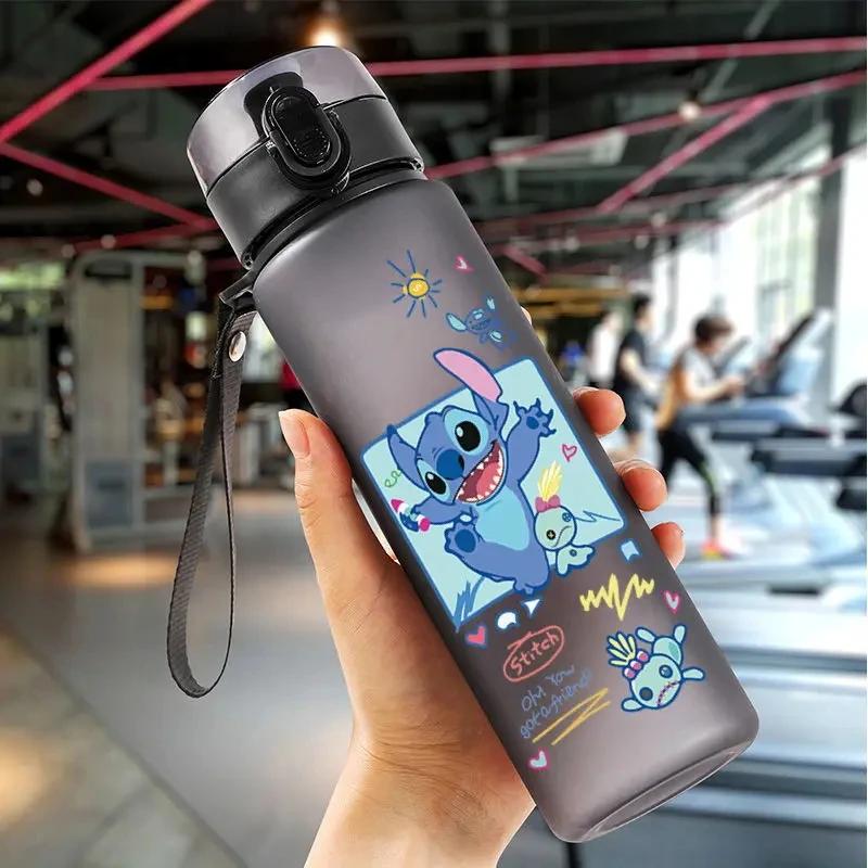 Disney Stitch 560ML Water Cup Portable Large Capacity Student Plastic Drink Bottles Outdoor Cycling Fitness Sport Water Cup Gift