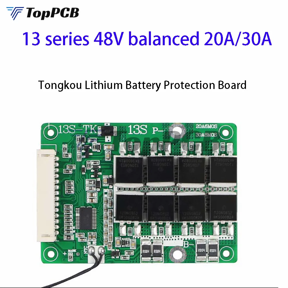 Balanced BMS 13S 20A 30A 18650 Lithium Battery Charge Board Common Port Equalizer with Temperature Control For E-bike/Escooter