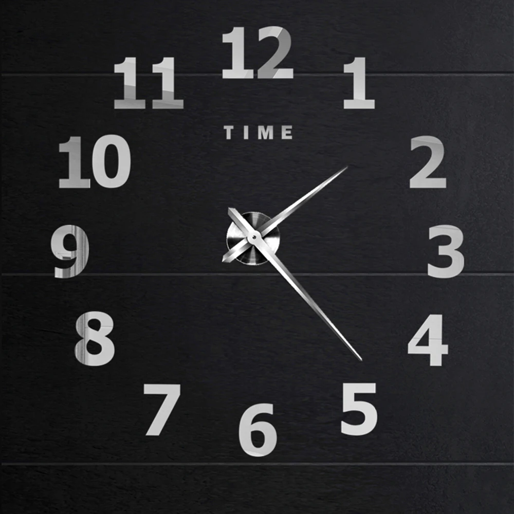 Multi-size DIY Digital Wall Clock Simple Modern Design Silent Wall Clocks Home Decor Living Room Mirror Stickers Punch-Free