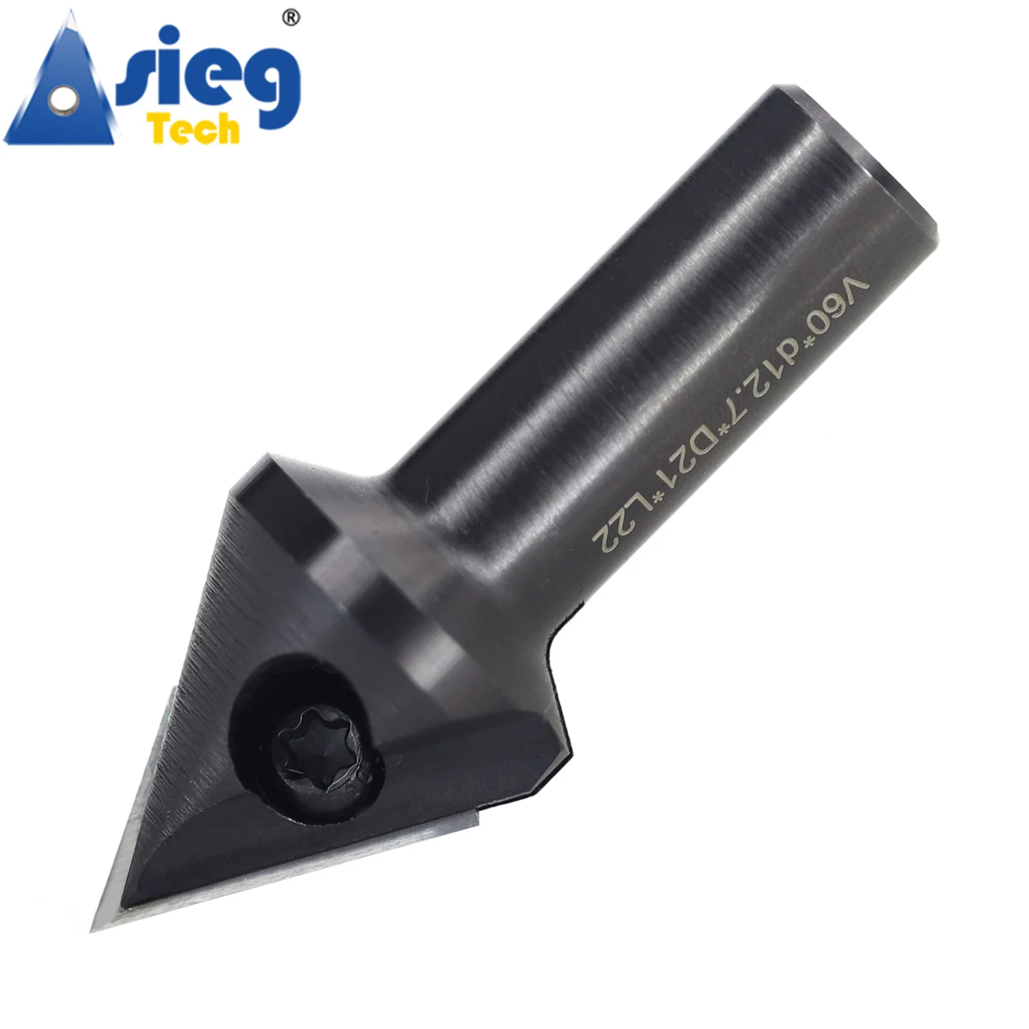 V Groove Router Bit Milling Cutter 12.7mm Shank Diameter 60 Degree Replaceable Carbide Insert Cutters 22mm Cut Length for CNC