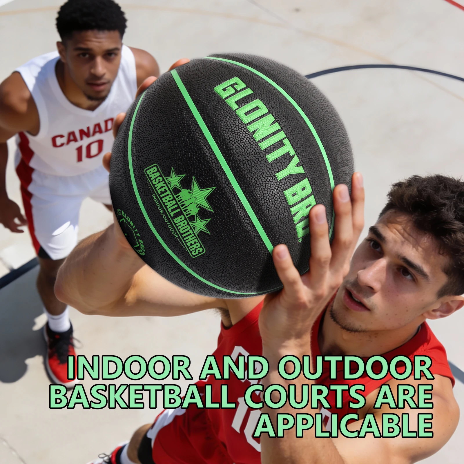 High Quality Black-Green Pu Composite Basketball Standard Size 7 Durable In&Outdoor Game Ball For Adult Teenager Team Basketball
