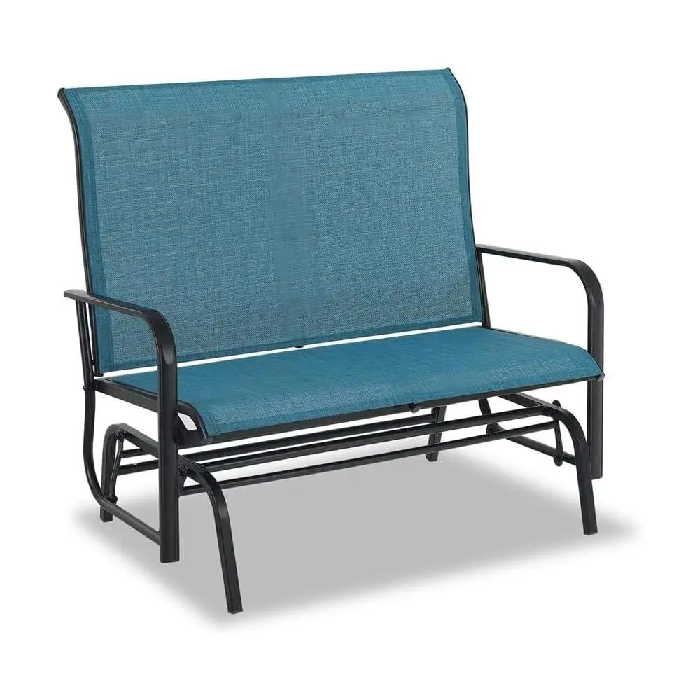 Banco de acero planeador columpio para Patio exterior de 2 asientos con respaldo alto de 42 pulgadas, silla mecedora doble, tela textileno para