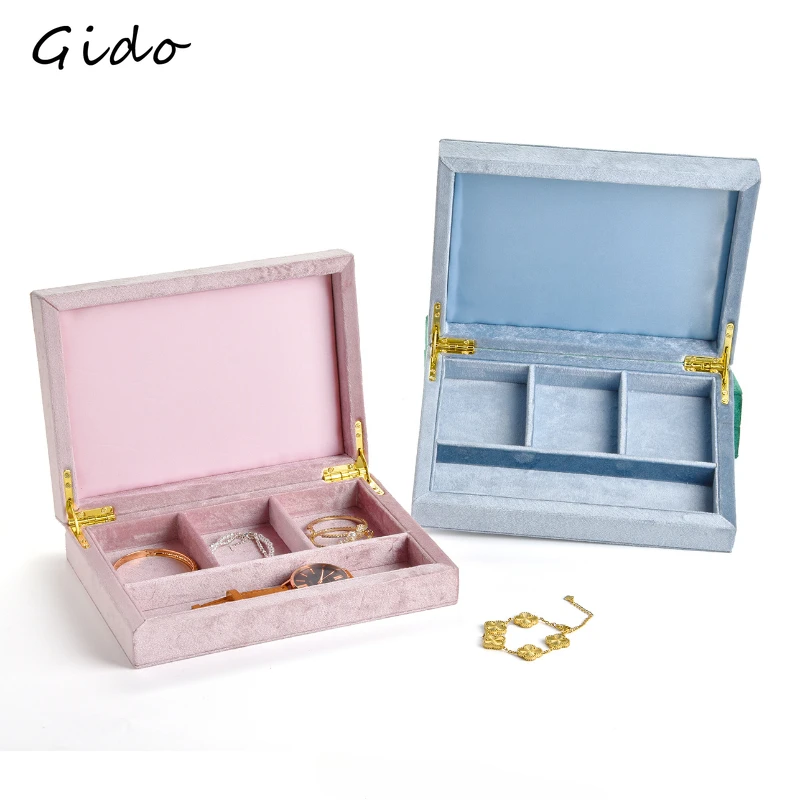 Delicate Velvet Jewelry Storage Box Flannelette Necklace Holder Household Watch Earrings Ring Storage Case