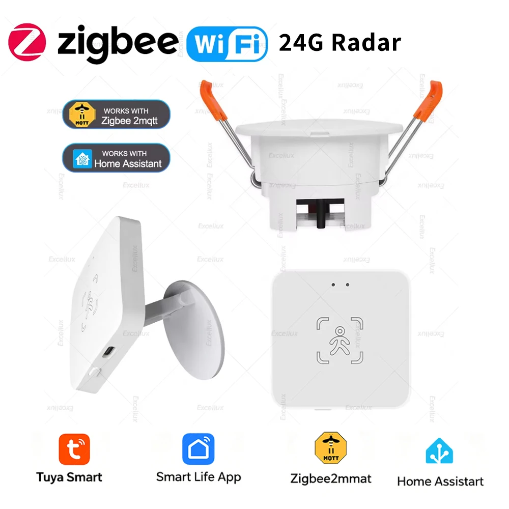 WiFi/Zigbee Human Presence Detector With Lux Detection Radar Detector Microwave Motion Sensor Support Zigbee2MQTT Home Assistant