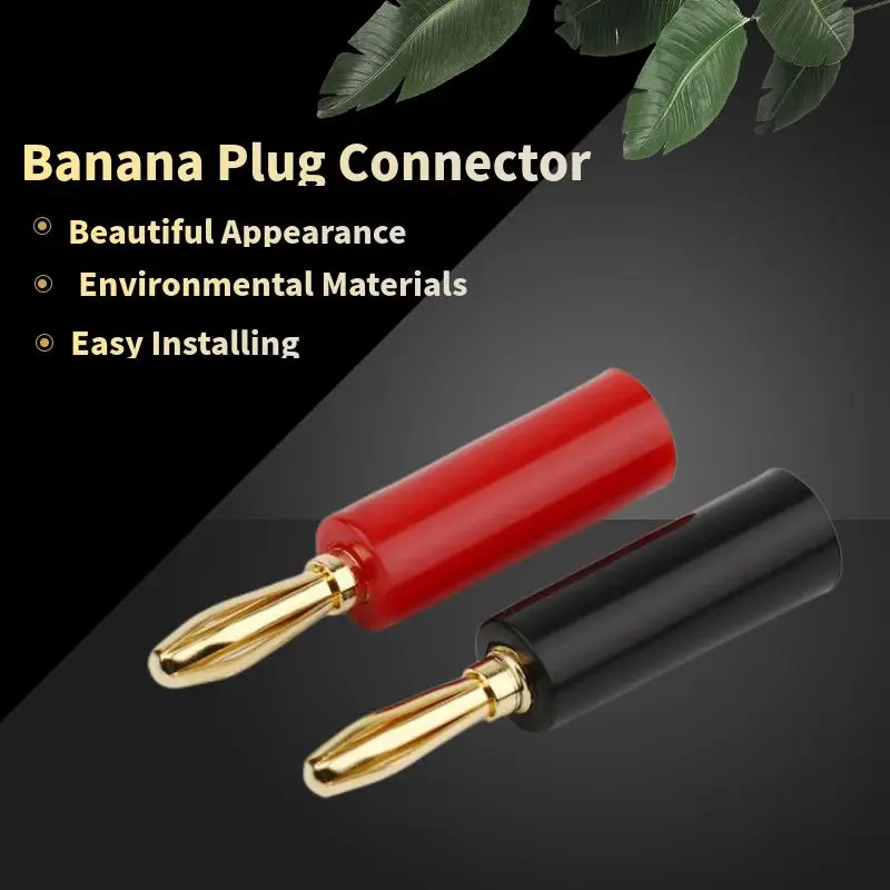 4mm Bananenstecker Stecker Stecker Audio Jack Lautsprecher Terminal Vergoldet Conector DIY Musikkabel Schwarz Rot Unterhaltungselektronik – Detail 1