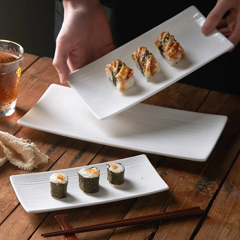 Plato de Cena Rectangular Creativo Estilo Japonés para Hotel, Cocina Suíza, Postres y Tartas, Plato Plano para Adultos