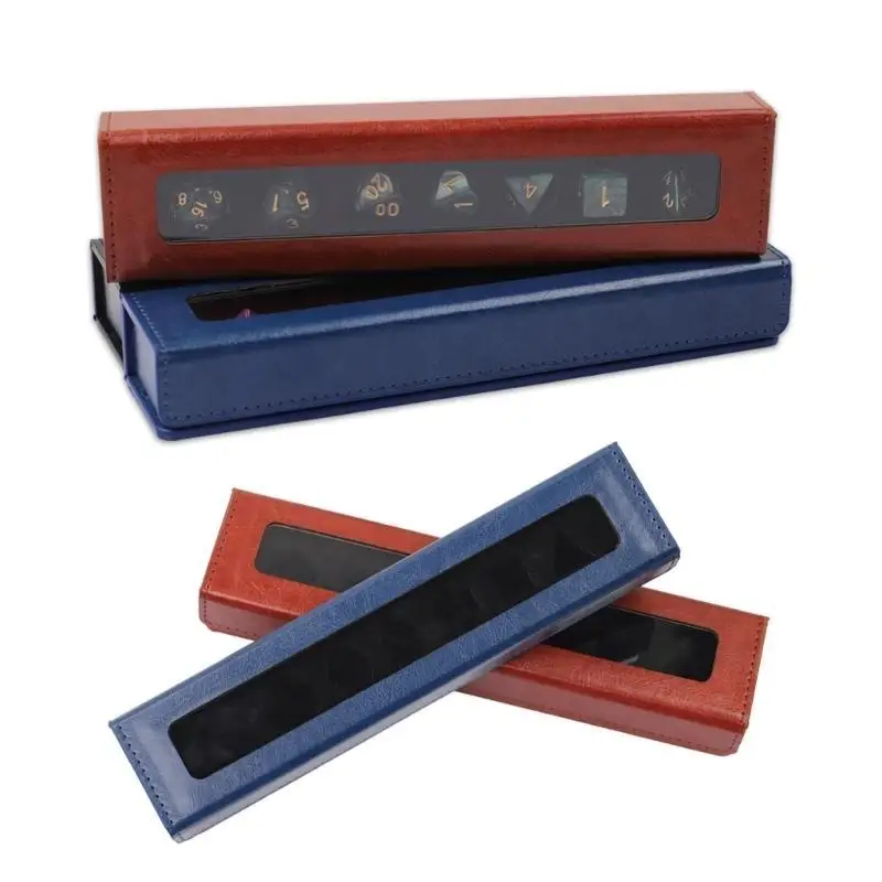 652F صندوق تخزين النردات مستطيلة مع غطاء بو الجلود النردات حقيبة للتخزين الحاويات دور اللعب النردات المنظمون دائم