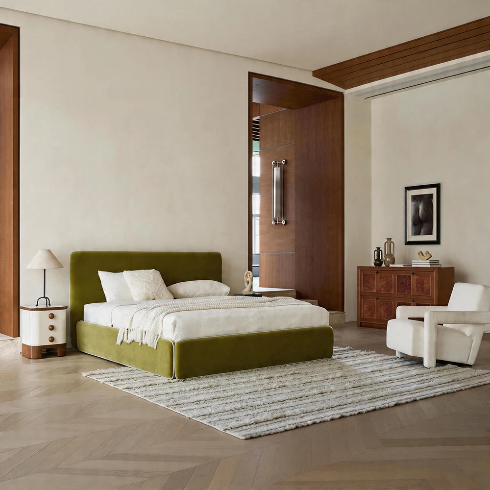 #Villabach Modern Soft Compress Bed With Storage Fabric Upholstery Space-Saving Design ONE BOX PACKAGING