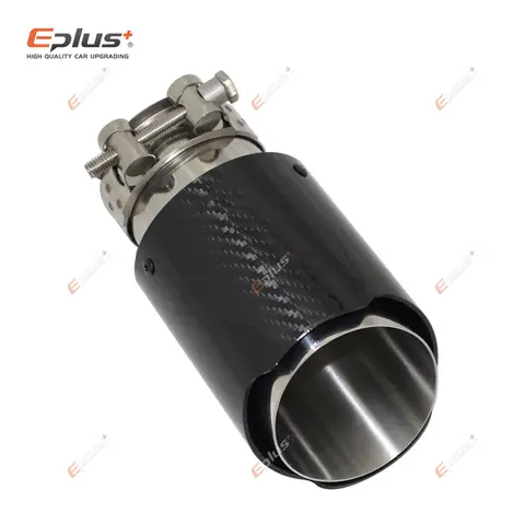 Car Universal Glossy Carbon Fiber Muffler Tip Exhaust System Pipe Mufflers Nozzle Straight Stainless Silver 12 best sales f30 exhaust - №4