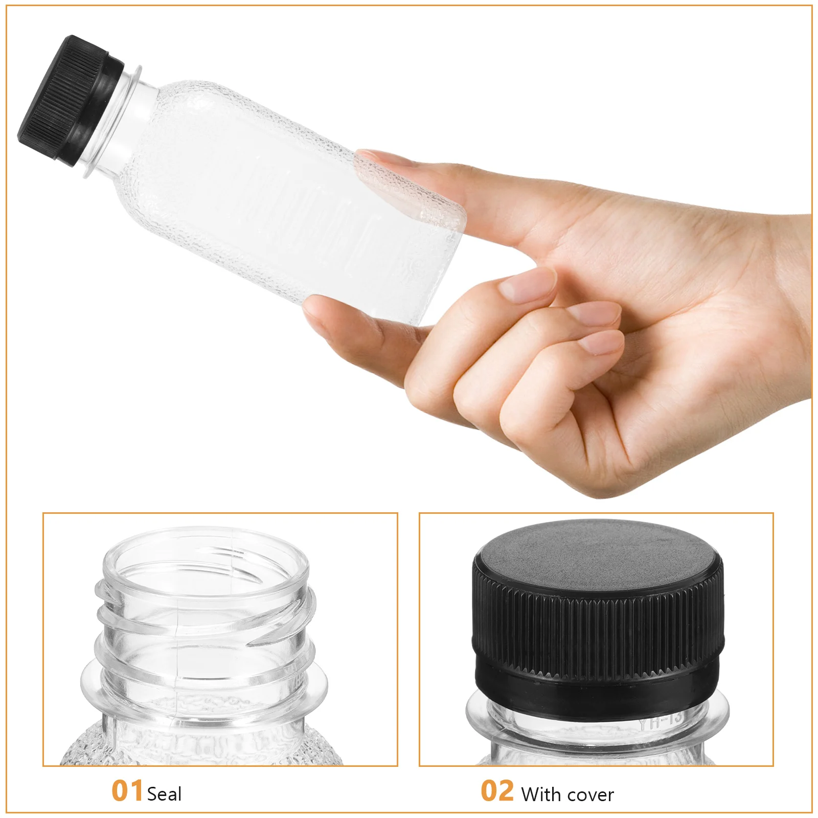 

20pcs Portable Juice Bottles Multi-Function Leak-Proof Reusable Empty Transparent Bottles For Travel School Workplace