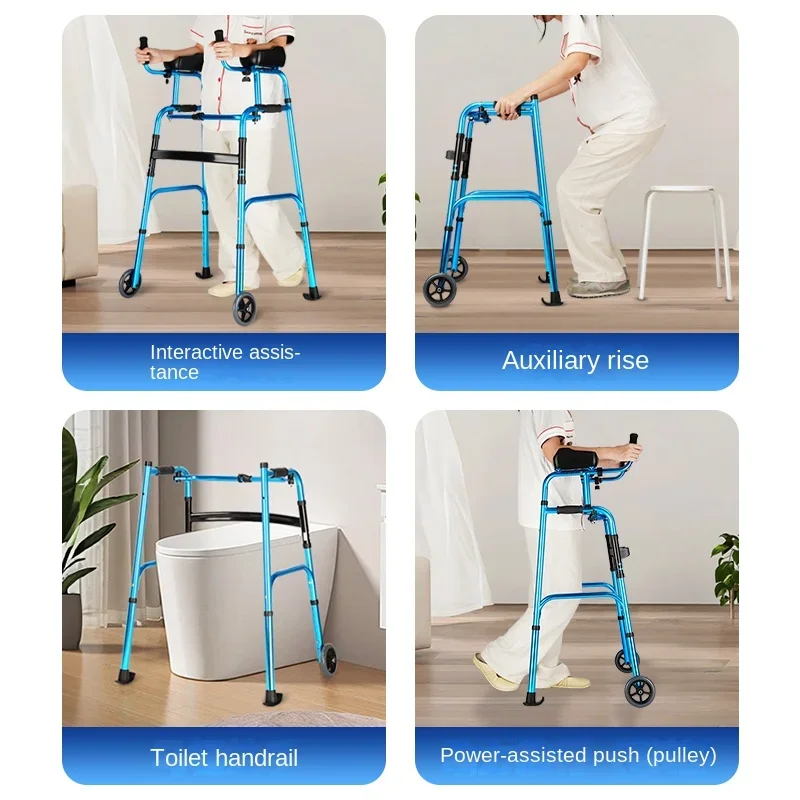 Walking Aid Cane Stools, Walkers for Elderly, Folding Portable Rehabilitation Crutch Chairs , Anti-fall Walking Stick with Seat