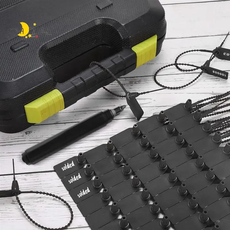 

AF95-1000 Pcs Plastic Tamper Seals Fire Extinguisher Tags Security Tags Seals Safety Numbered Zip Ties Labels Black Easy Install