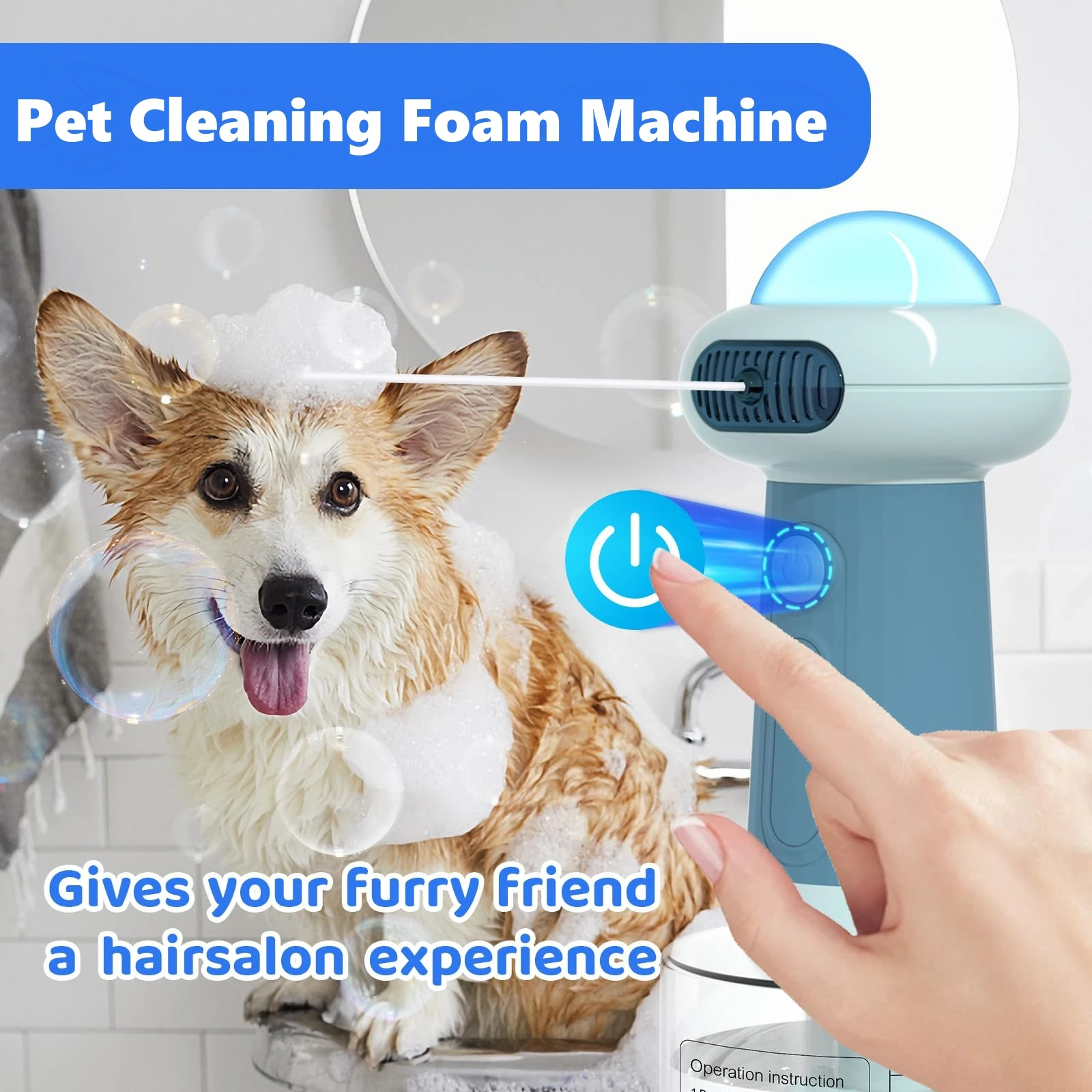 

Automatic Pet Shampoo Dispenser UFO-shaped Smart Dog Shampoo Sprayer Electric Shower Foam Making Machine for Dog & Cat Washing