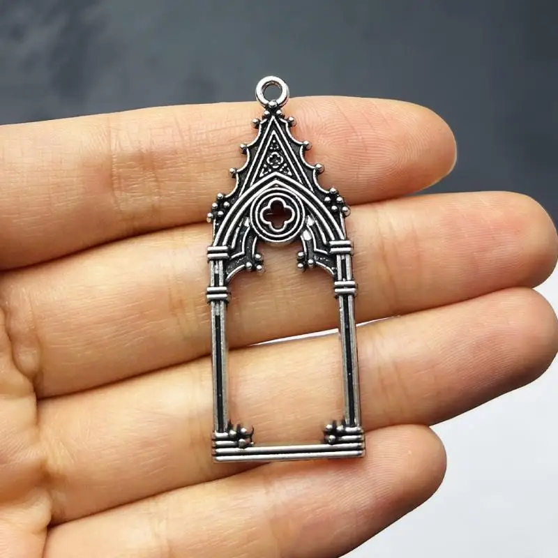5pcs 47*18mm Gothic Vintage Hollow Out Castle Church Charms Pendant Designer Charms Fit Jewelry Making DIY Jewelry Findings
