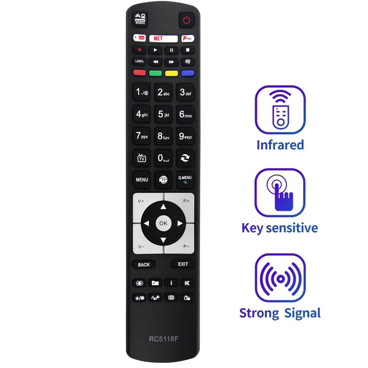 Replace RC5118F Remote Control for RC5117 RC5118 42HYT42U 50HYT62UH Smart TV