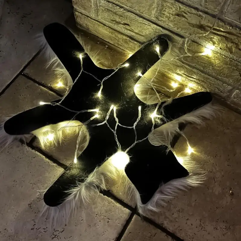 Christmas Rug With String Lights Plush Cat Light Up Carpet Soft Plush Fabric Christmas Decoration Carpet For Family Gatherings