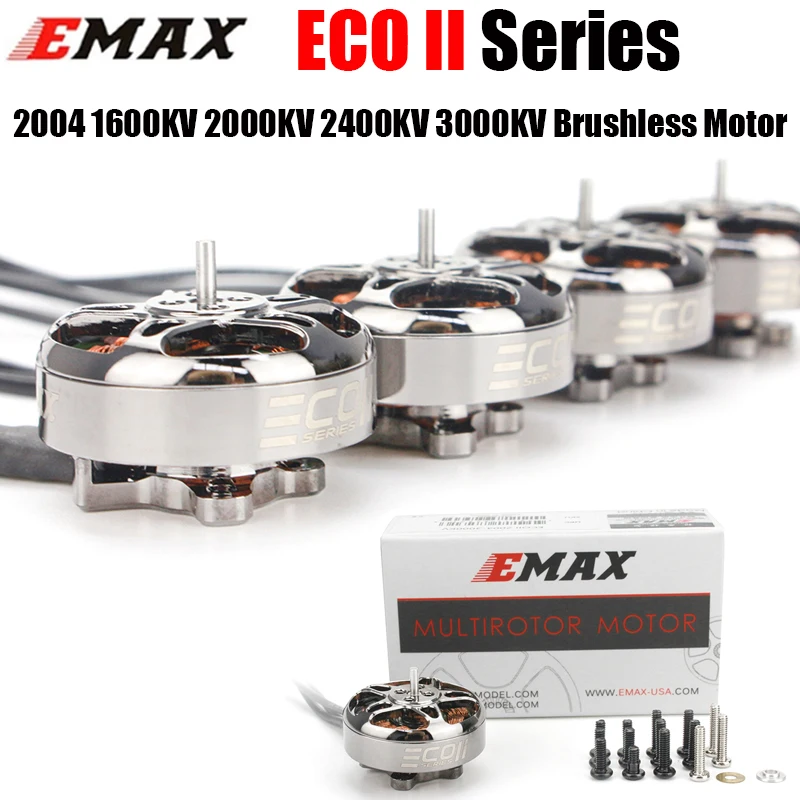 

Emax ECO II Series Brushless Motor 2004 1600KV 2000KV 2400KV 3000KV FPV Motor for RC Drone FPV Racing （4PCS)）