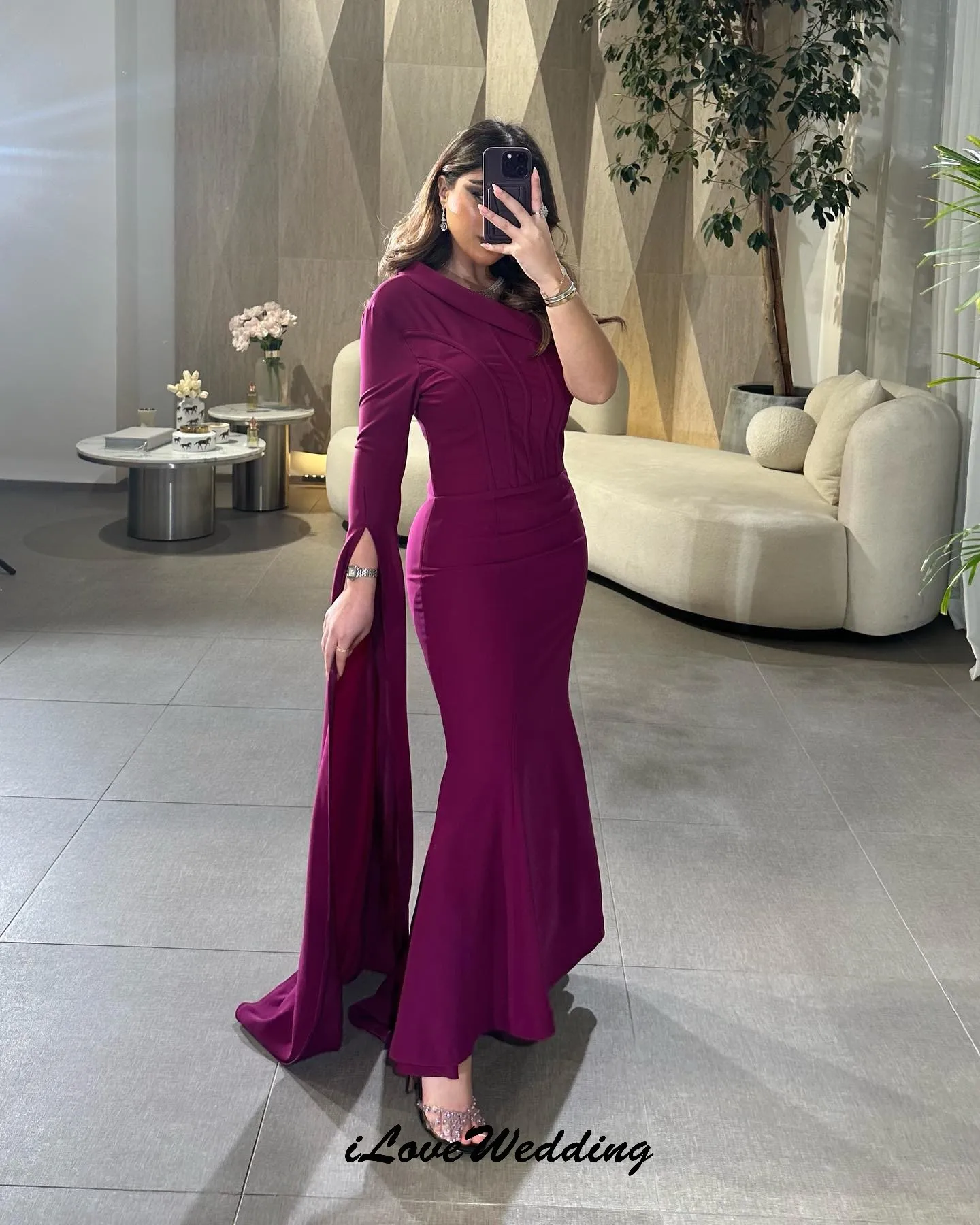 Vestidos de Noche fucsia de un hombro, vestido de fiesta elegante para mujer, vestidos de graduación hasta el tobillo de satén, Gala Formal personalizada 2025