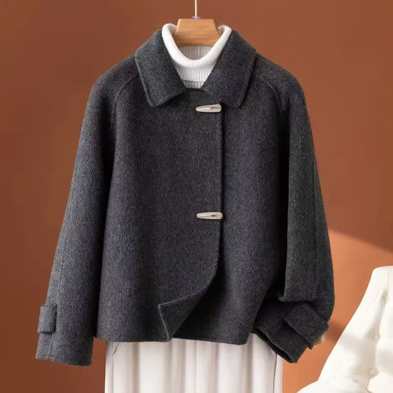 Korean Chic Double-Sided Fleece Jacket Women's Short Overcoat 2026 Autumn Winter New Corner High-Erade Wool Trenchcoat Coat Tops