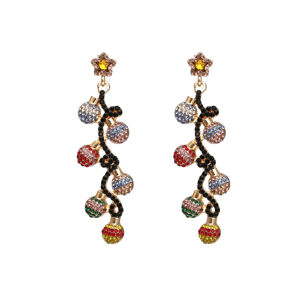 Baroque colored diamond ball earrings, retro star street racket, rhinestone earrings, earrings, hot-selling sources