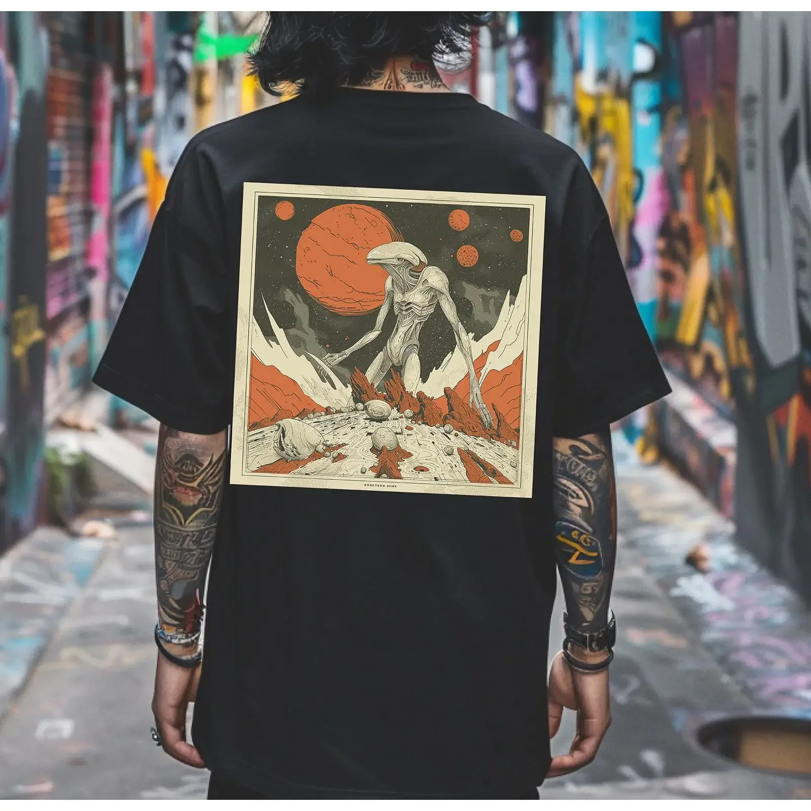 Alien Invasion Space 2 T Shirt Retro Vintage Style Lover Heavy Cotton vintage Washed Soft Casual Stylish homme Comfortable