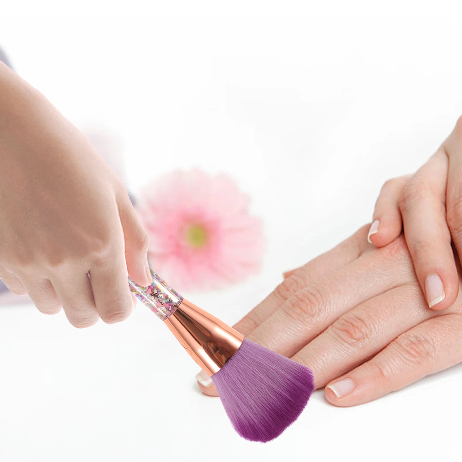 

Nail Brush Glitter Handle Multi-Functional Tool Soft Bristles For Cleaning Nails Applying Blush Portable Small