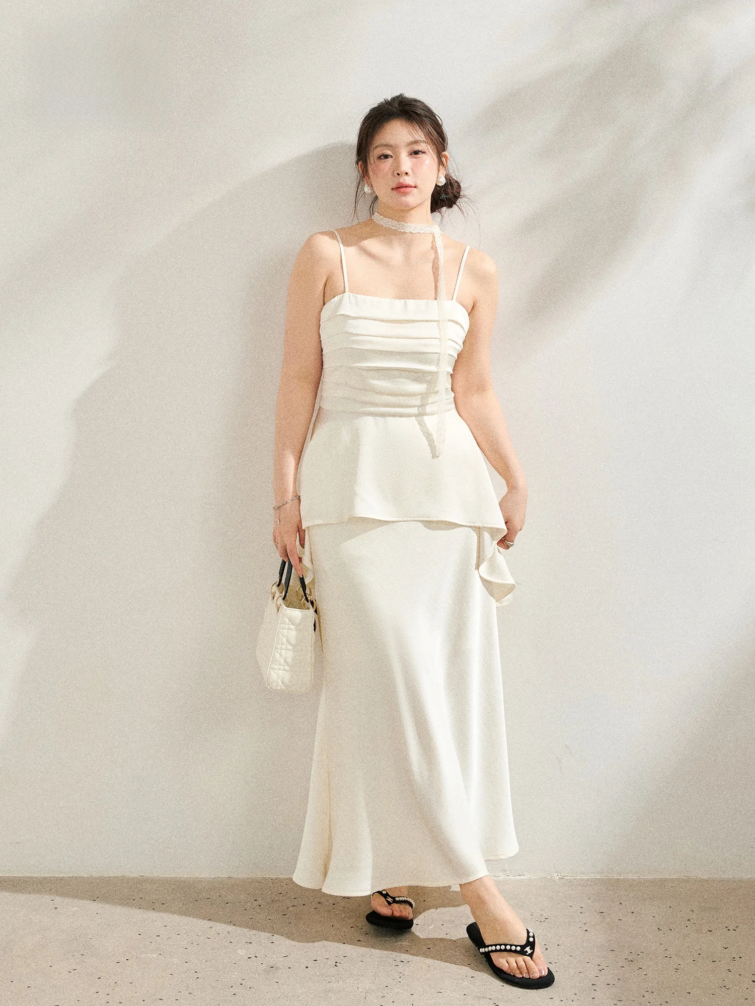 

plus Size Women's Tank Top And Skirt Set Slimming High Waist Short Sleeve A-Line Midi Skirt Two-Piece Set Fashionable Commute