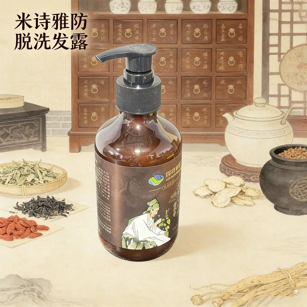 Miyashi Anti Hair Loss Shampoo, He Shou Wu Cypress Formula Reduces Shedding, Strengthens & Controls Oil