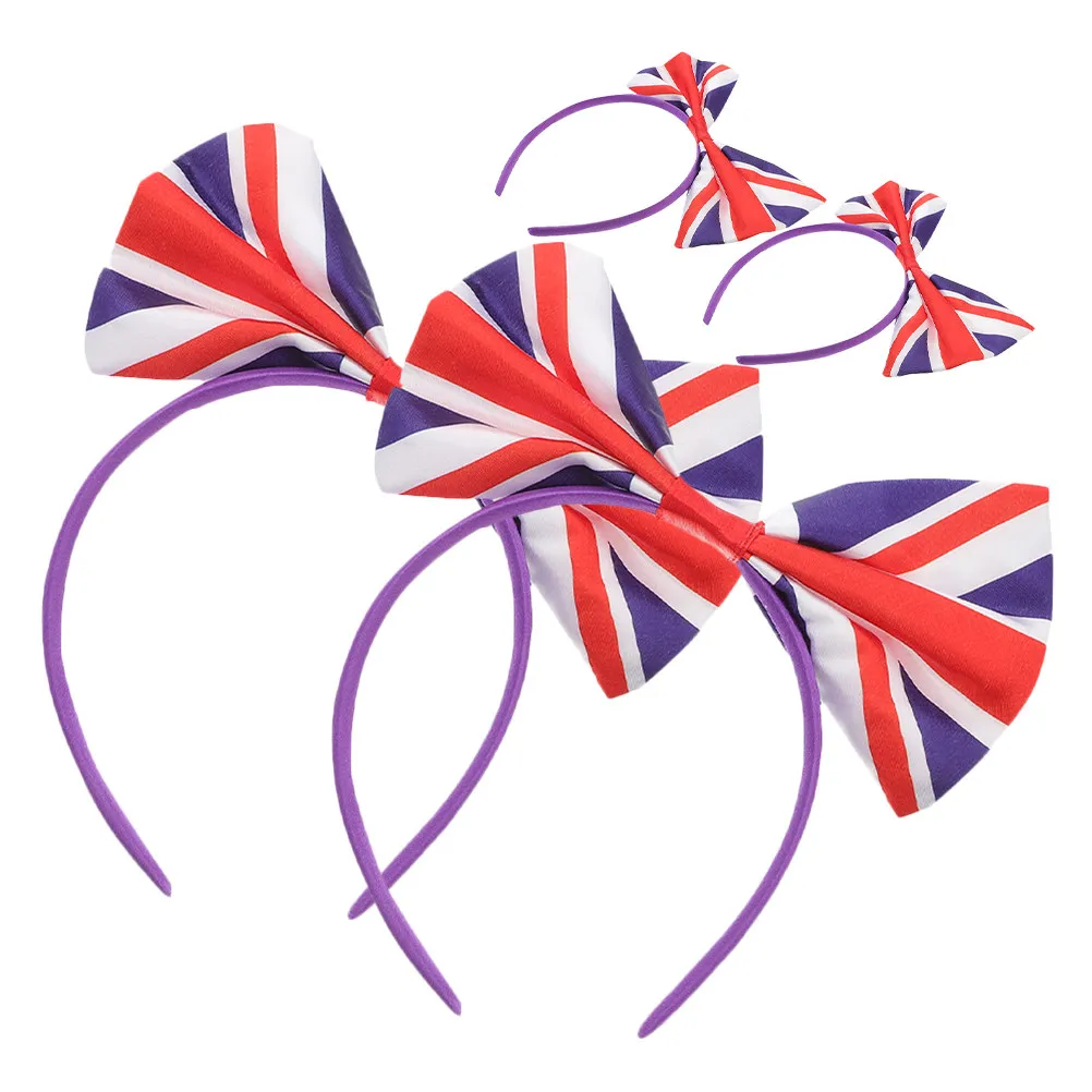 

4Pcs Bow Headbands Uk Flag Hair Accessories Party Sport Competition Womens Hairbands Hair Bands Womens Headband