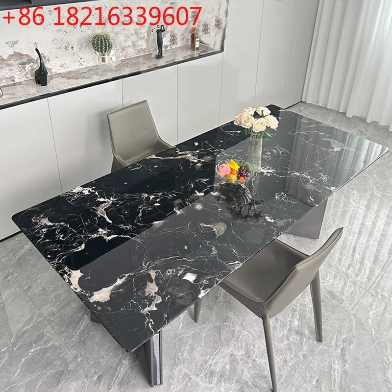 YAO Natural Luxury Stone Black Rose Dining Table, Italian High-End Home Marble Dining Table, Small Apartment