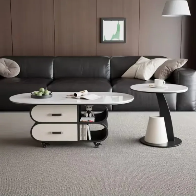 Modern Simple Marble Wood Mobile Durable Convertible Tea    Combination Home Living Room Small Apartment Light