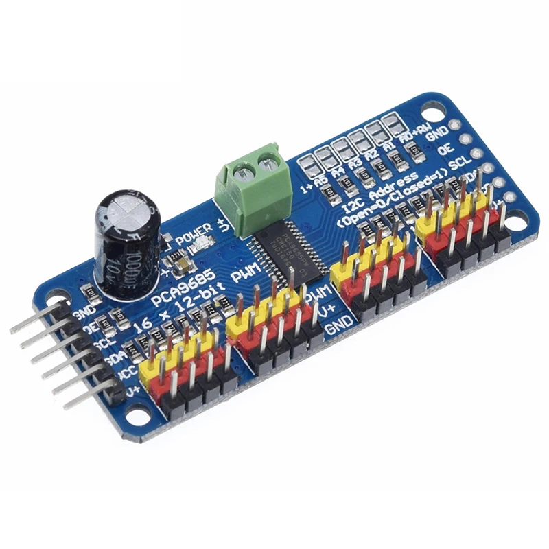 Imagem -04 - Pwm Servo Driver-interface I2c-pca9685 para Arduino Raspberry pi Faça Você Mesmo Servo Escudo Módulo Servo Escudo 16-channel 12-bit