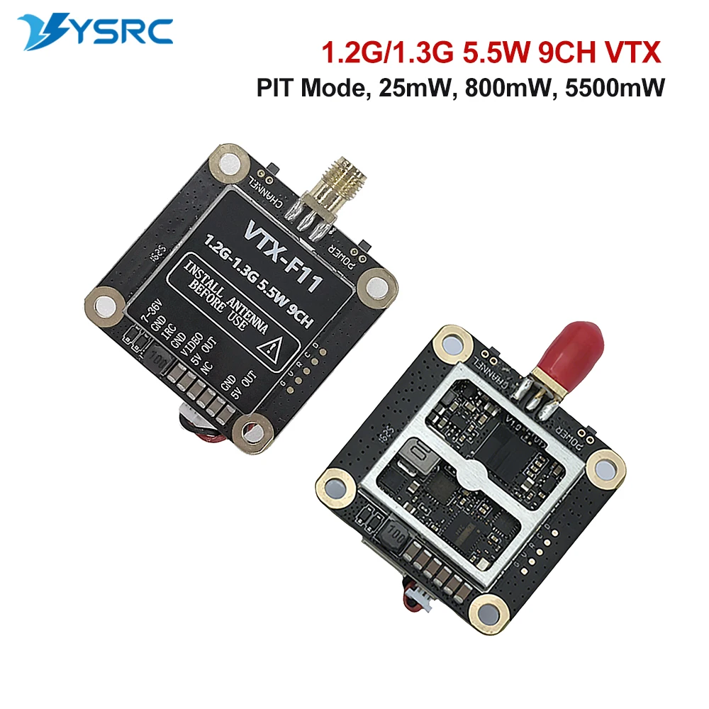 1.2G-1.3G 9CH 5.5W VTX Transmitter Module Wireless Analogue Image Transmission 25mW, 800mW, 5500mW DC 7V-36V for RC FPV Drones