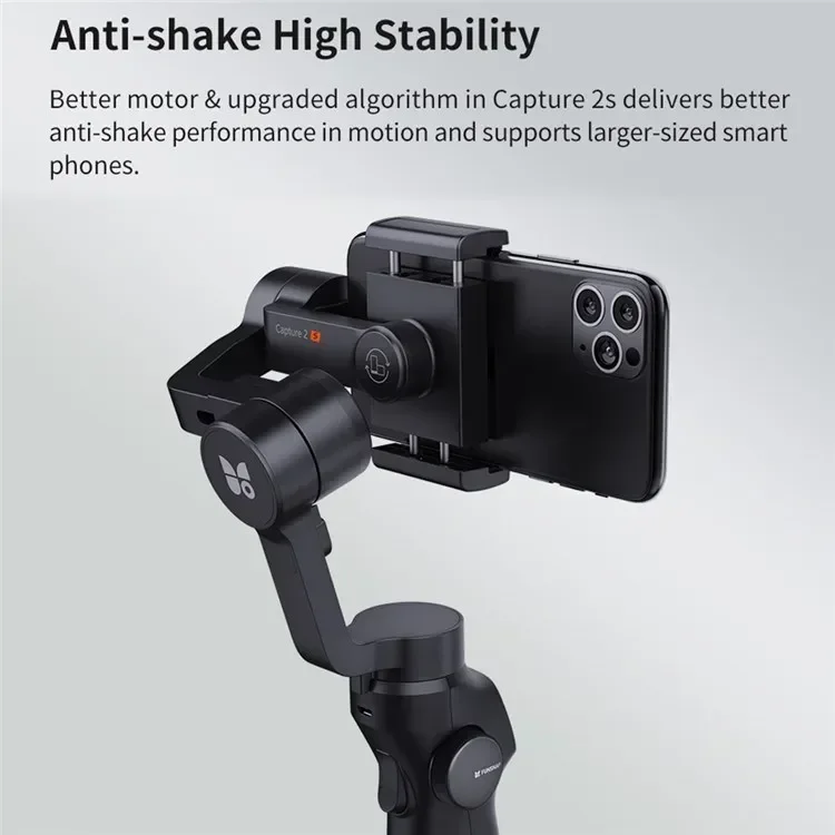 Capture2s 3-Axis Portable Handheld Gimbal Anti-Shake Stabilizer Selfie Stick for GoPro Hero, Cell Phones