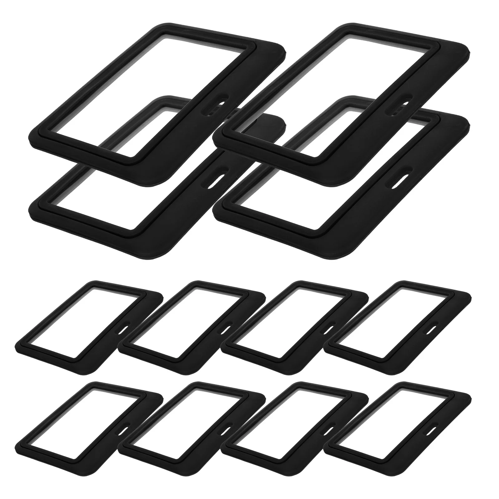 

12Pcs Plastic Id Card Holder Double Sided Horizontal Transparent Badge Sleeve for Work Credentials Name Tags Protection
