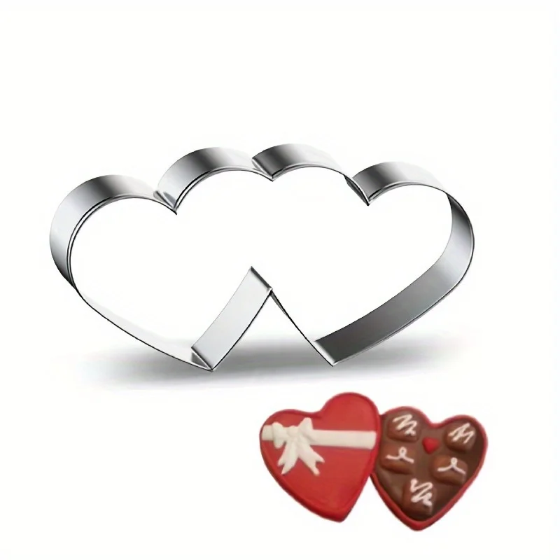 3pcs Cookie cutter, Valentine's Day, double-heart mold, cake baking