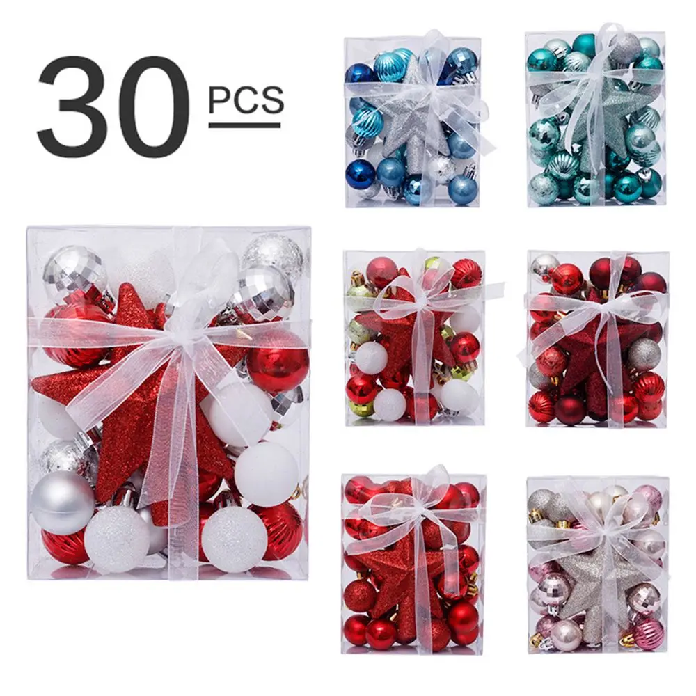 Plastic Hanging Ball para Decoração De Árvore De Natal, Pingente De Gota Bauble, Presentes De DIY, Decoração De Casa, 3cm, 30Pcs