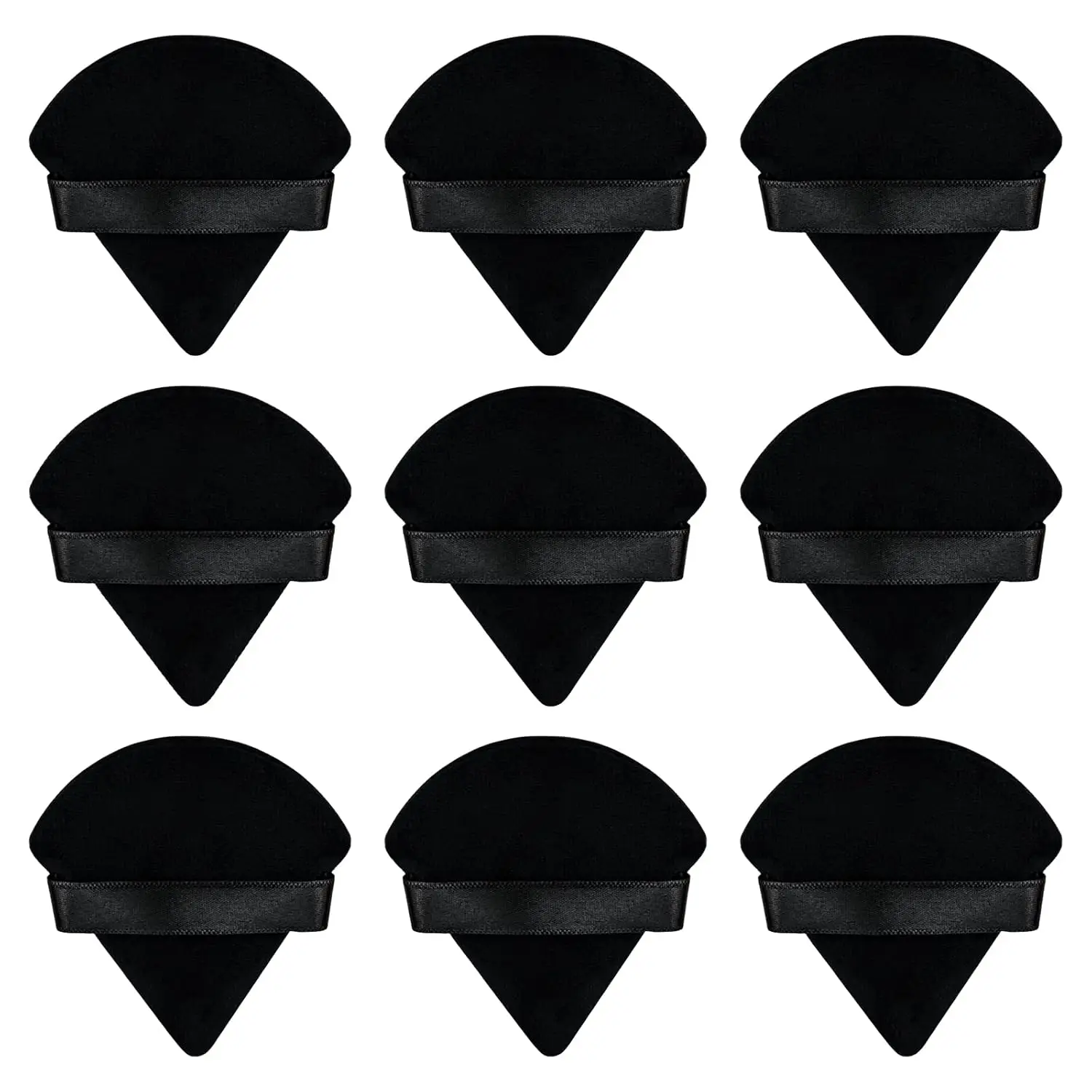 9-Piece Triangle Makeup Puffs, Dual-Use for Wet and Dry Cosmetics, Soft Velour Sponge Applicator