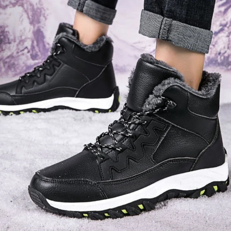2025 Men's Winter High Top Snow Boots Thermal Insulation Fleece Lined Thickened Non Slip Sole Casual Sports Cotton Padded Shoes​