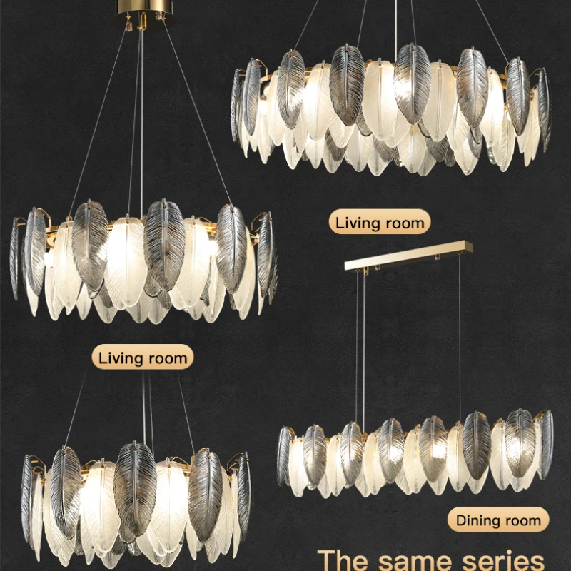 ريشة الزجاج LED قلادة ضوء ، قلادة السقف ، الحديثة ، الفاخرة ، غرفة المعيشة ، غرفة نوم ، المطبخ ، جزيرة ، ديكور المنزل