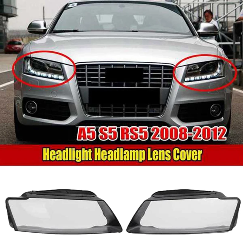 

1Pair 8T0941030 8T0941029 Front Headlight Cover Lens Shell For A5 S5 RS5 2007-2012 Head Light Lampshade Housing