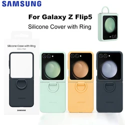 Original For Samsung Galaxy Z Flip5 Flip5 5G Silicone Cover with Ring Phone Protection Cover Soft Back Cases EF-PF731