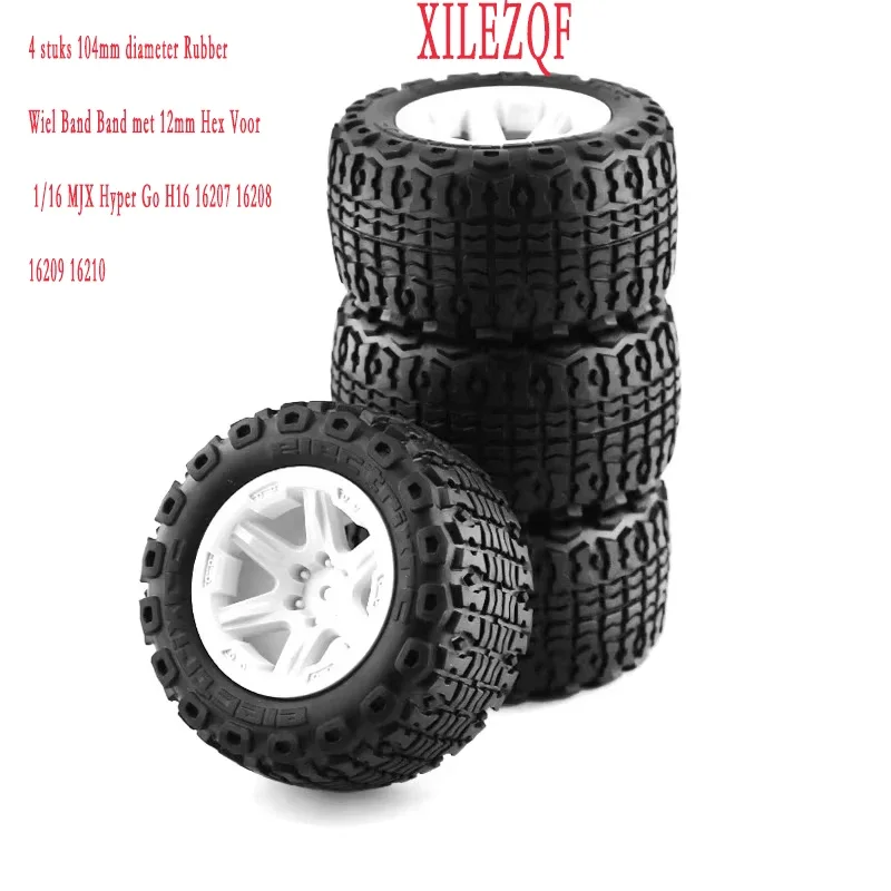 

4 stuks 104mm diameter Rubber Wiel Band Band met 12mm Hex Voor 1/16 MJX Hyper Go H16 16207 16208 16209 16210