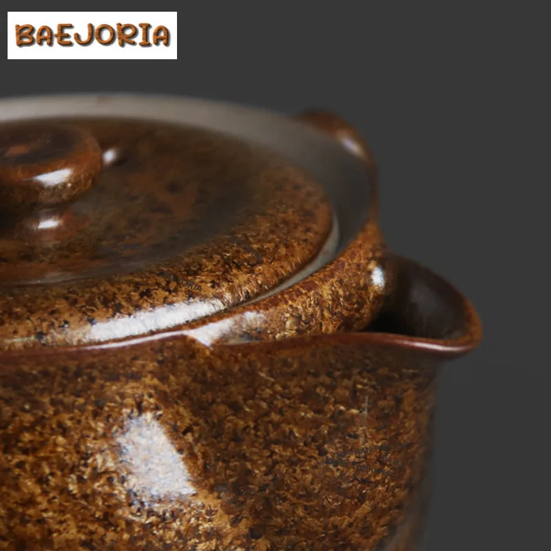 200ml Kiln Fambe Gold Stone Glaze Teapot Traditional Tea Infuser Pot Household Tea Making Kettle With Filter Cafes Supplies Gift