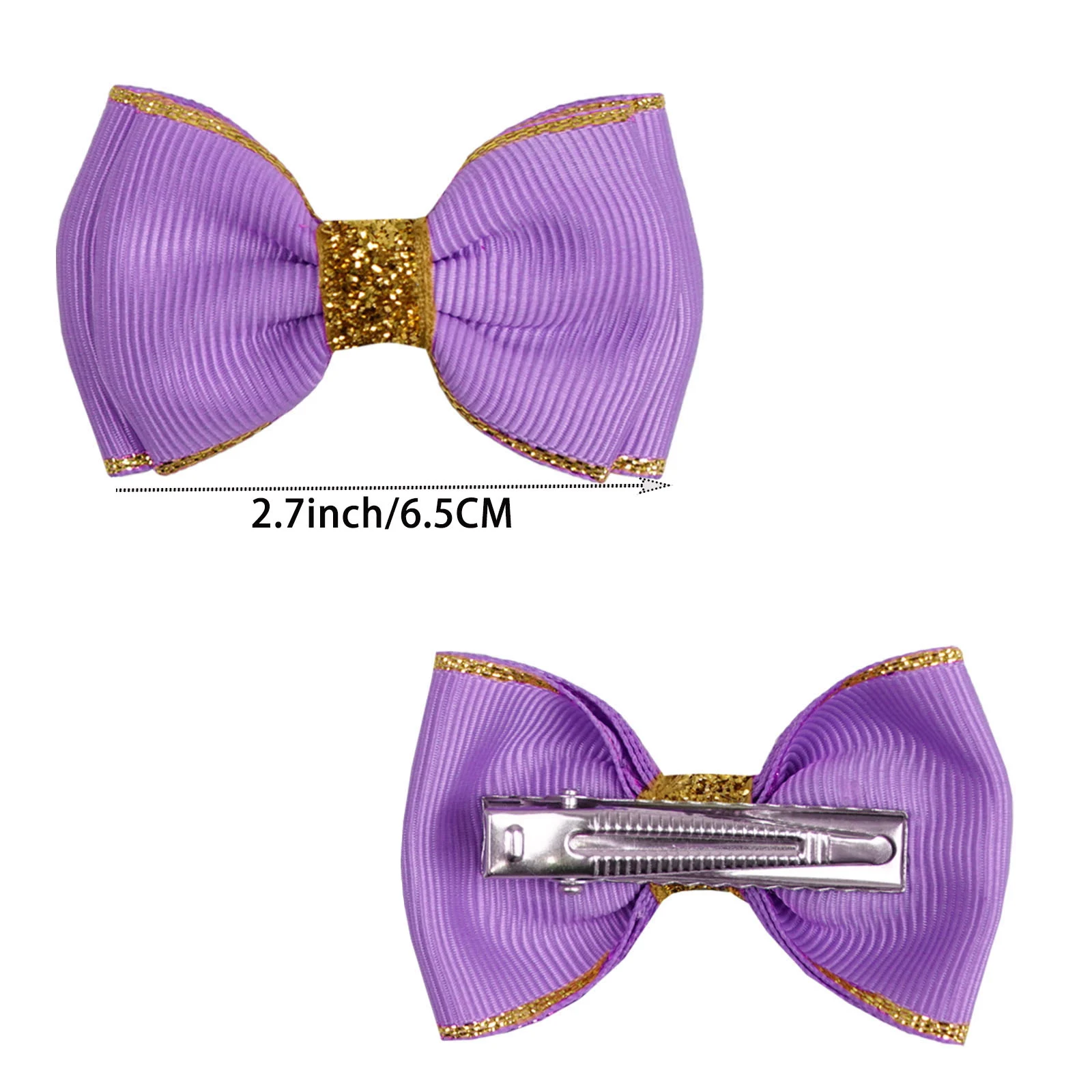 30PCS 3nch Girl Hair Bow Clip Double-layer Gold Ribbon Hair Clip for Girl Hair Accessories Kids Headwear Hairpins Wholesale