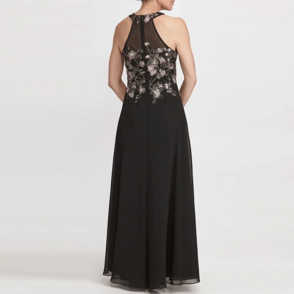 Mother Of The Bride Dress Chiffon for Floor-Length Halter Sleeveless Wedding Guest Dresses A-line Vestidos Customized