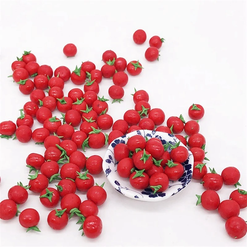 10Pcs Clay 1:12 Scale Dollhouse Fruit Food Vegetables Dollhouse Miniature Tomato Dollhouse For Doll Kitchen Toys