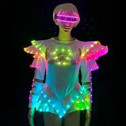 Nieuwe stijl coole afstandsbediening RGB LED-robotkostuums knipperende bodysuit verlichting lichtgevend kostuum DJ dans podiumvoorstelling kleding