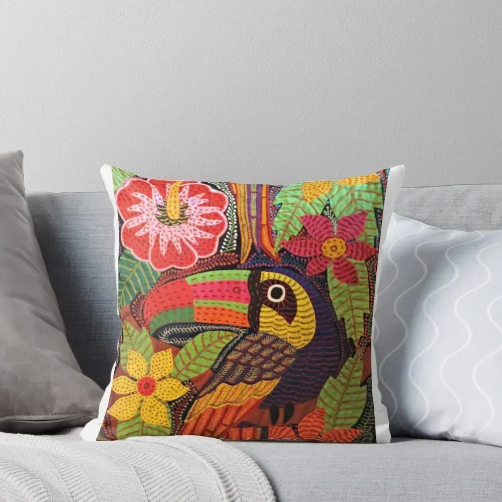 

Birds of Panama Mola Throw Pillow Elastic Cover For Sofa Pillowcases Bed Cushions Cushion Cover Set ornamental pillows pillow
