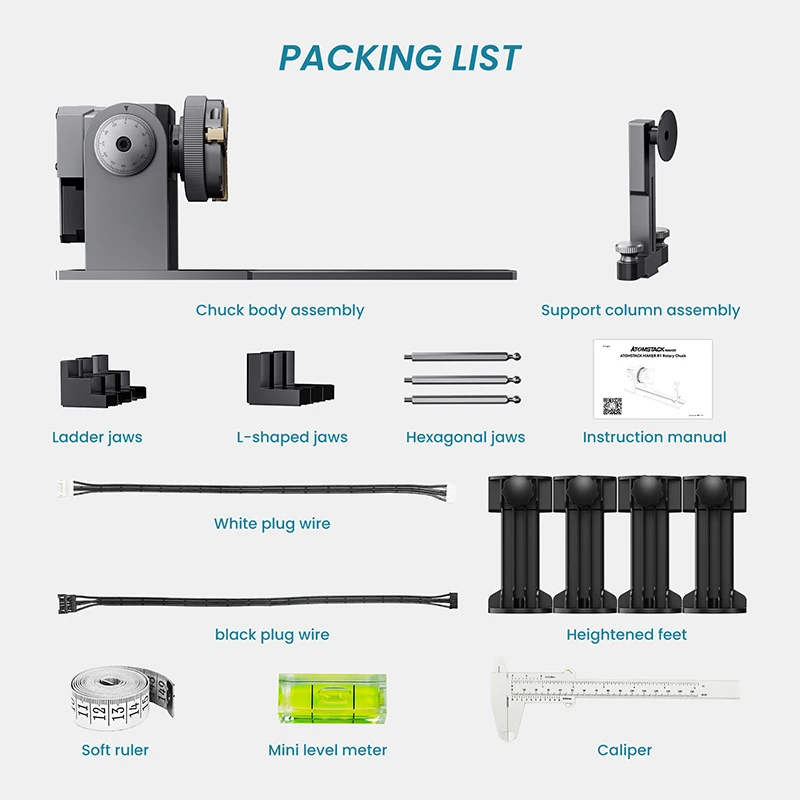 Imagem -06 - Multifuncional Rotating Clamp Atomstack Maker Water Cup Gravação Rolo Device Adequado para Laser Engraving Machines R1pro